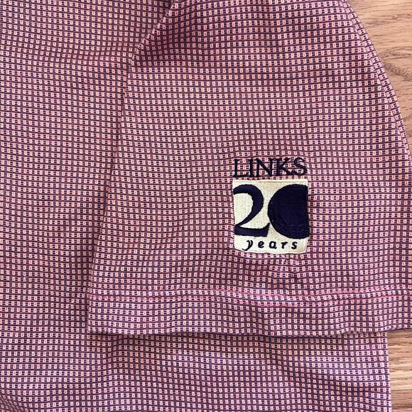 RARE Peter Millar Links 20 Golf Polo M Pink Double Mercerized Cotton Logo Shirt - Picture 6 of 7